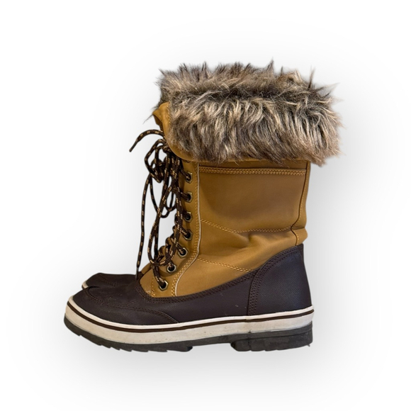 Rue21 Shoes - Rue21 Women’s Tan Brown Faux Fur Lace-Up Winter Snow Boots Size 6/7 W22750-01​